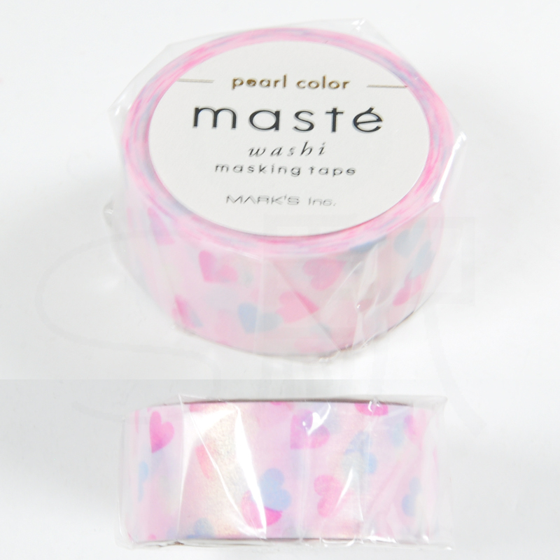 【新品】マスキングテープ　maste　パール　ストライプ　ハートコンフェッティ 新品】マスキングテープ maste パール ストライプ ハート